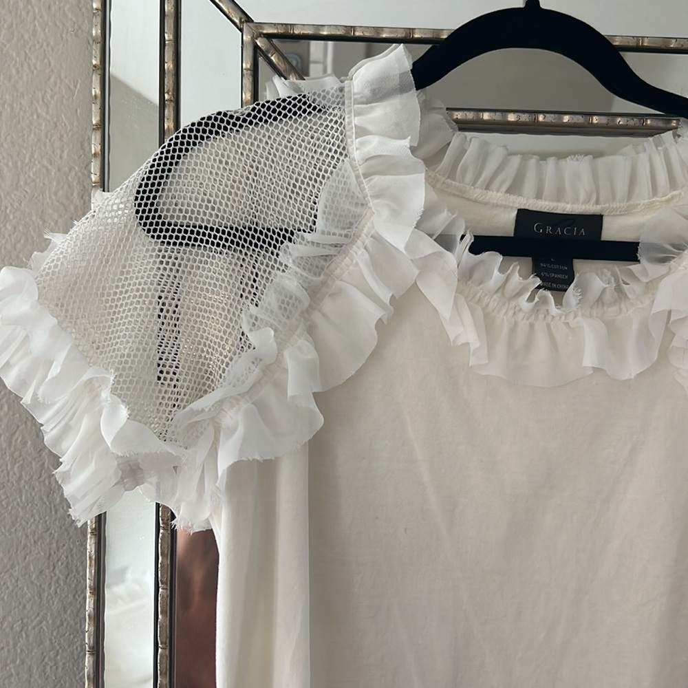 White Ruffled Top - Picture 2 of 4